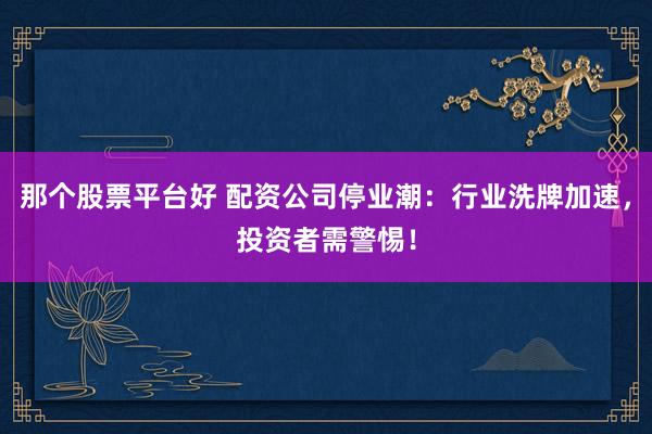 那个股票平台好 配资公司停业潮：行业洗牌加速，投资者需警惕！