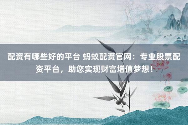 配资有哪些好的平台 蚂蚁配资官网：专业股票配资平台，助您实现财富增值梦想！