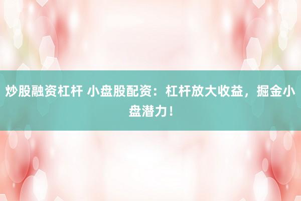 炒股融资杠杆 小盘股配资：杠杆放大收益，掘金小盘潜力！
