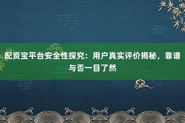 配资宝平台安全性探究：用户真实评价揭秘，靠谱与否一目了然
